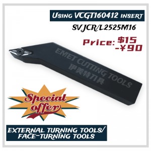 Utensili da taglio EMET, utensili di tornitura esterni, utensili da turno, utensili da volto, strumenti di rotazione dell\'acciaio, SVJCR2525m16, SVJC/SVJP, SVQC/SVQP, SVHC/SVHP, SVLC/SVLP, SVVC/SVVP, SVXC/SVC/SVVP, SVXC \\\\ NSVXP, SVZC \\\\ NSVZP, VCGT16, VCGT22 , VPGT22.